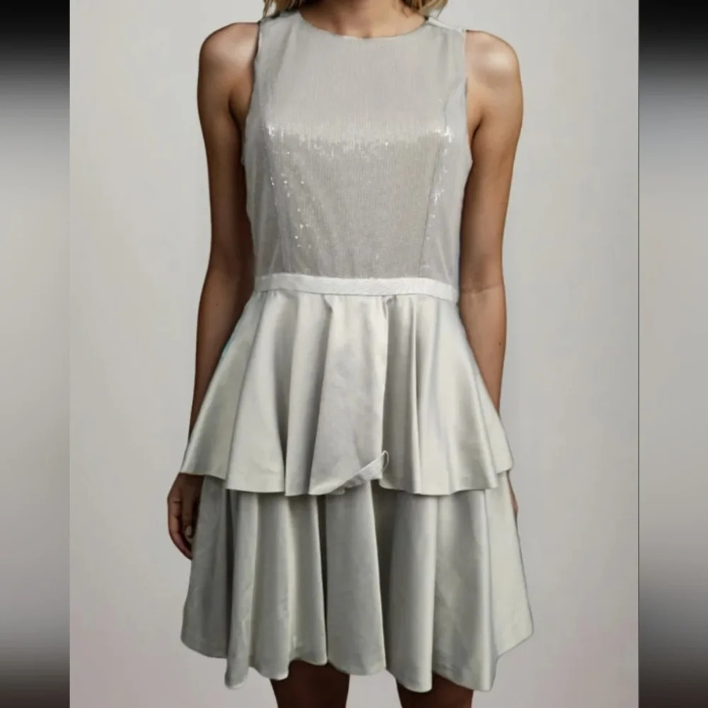 Armani Exchange Women's Sequin Bodice Silk Skirt Formal Mini Evening Dress 4